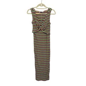 Vintage Artbox Tank Dress S/M Striped Knitted Midi Sleeveless Summer Casual USA